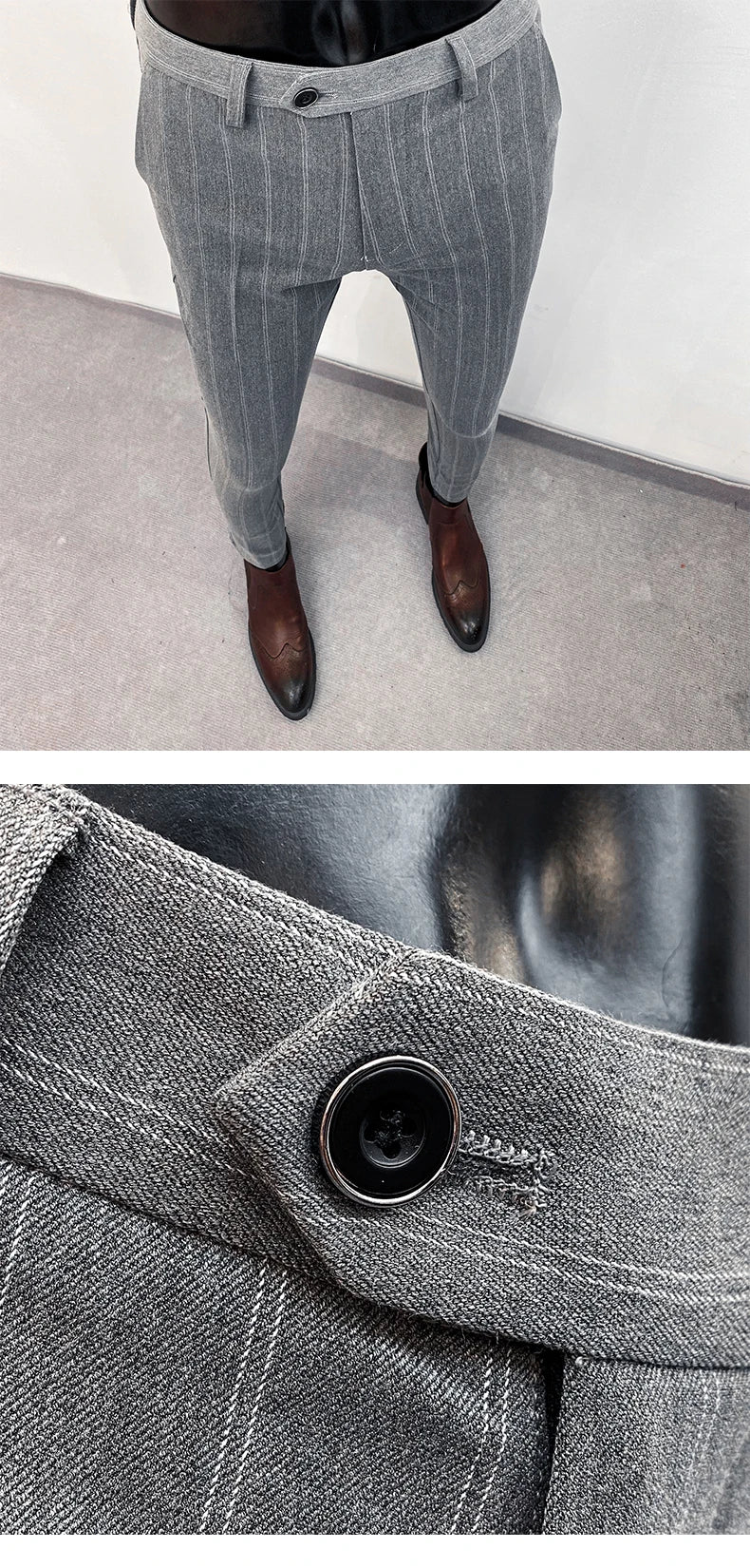 Homens terno calças calças formais pantalone hombre estiramento fino cor sólida vestido casual calças de comprimento total moda novas roupas masculinas