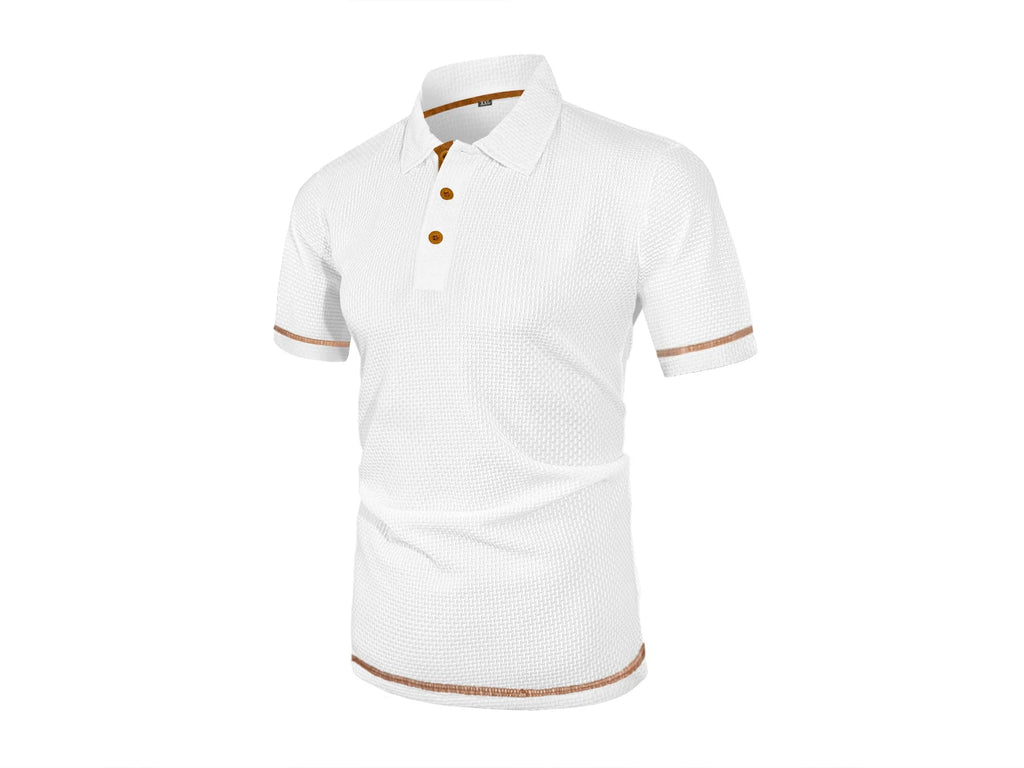 Camiseta polo masculina de manga curta com lapela de seda gelada de verão, top masculino