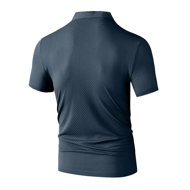 Novo negócio masculino casual manga curta osso flor cor sólida camisa polo moda respirável confortável verão versátil topo