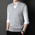 2024 outono inverno novo masculino cor sólida com decote em v colete de malha casual moda quente camisola versátil topo