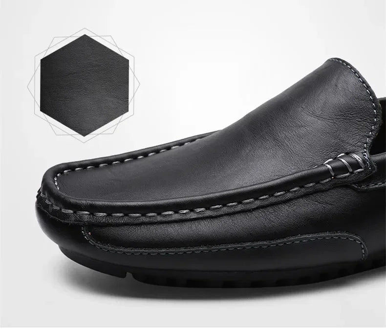Mocasines respiráveis de couro genuíno mocassins casuais sapatos de couro para homens deslizamento em formal italiano condução plana chaussure homme