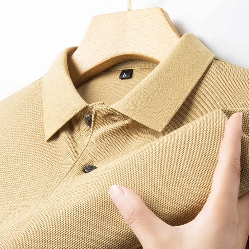 Camisa polo casual de manga curta masculina, camiseta de lapela respirável, ideal para golfe e esportes, 100% algodão, moda verão, 10 cores, 2024