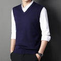 2024 outono inverno novo masculino cor sólida com decote em v colete de malha casual moda quente camisola versátil topo
