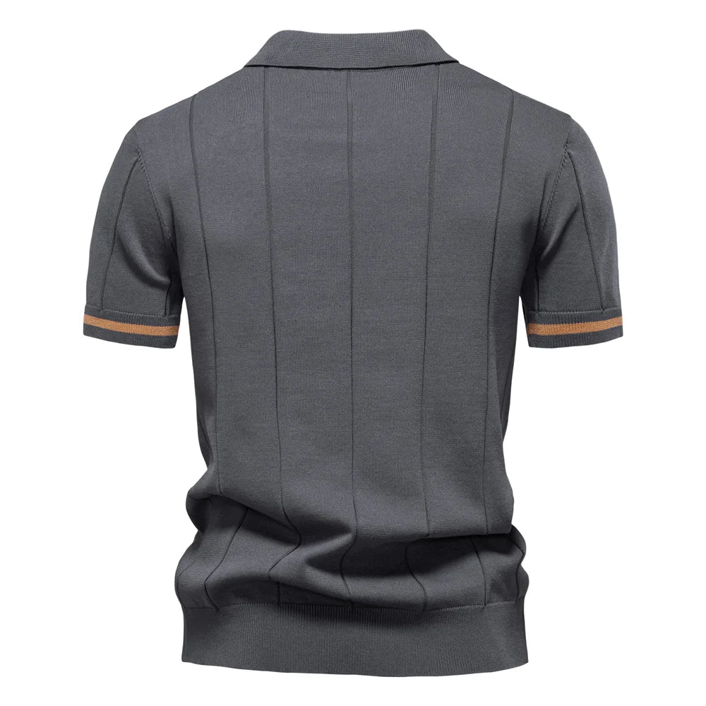 AIOPESON Camisa polo esportiva masculina de cor sólida com zíper, camisa polo social atlética para homens, escritório, slim fit