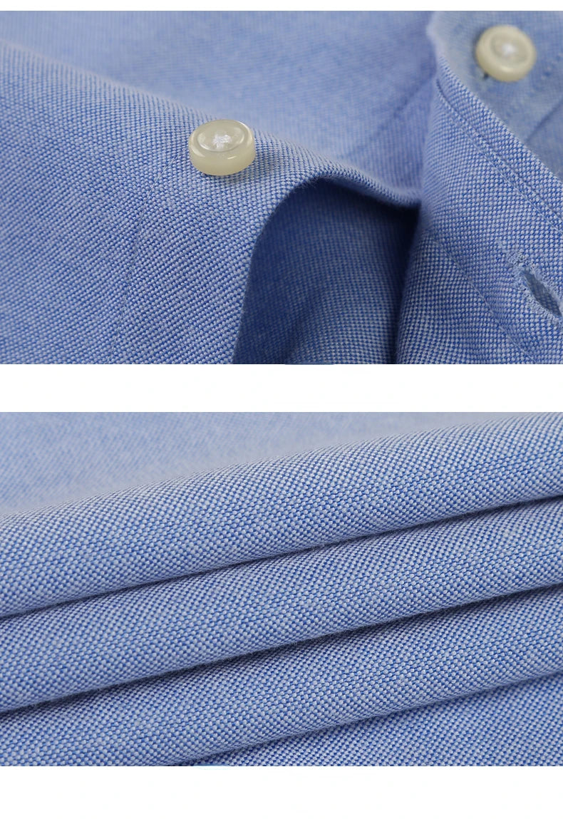 Clássico ajuste algodão completo camisas casuais para homem cor sólida manga longa camisa simples bolso único topo macio fino ajuste roupas formais