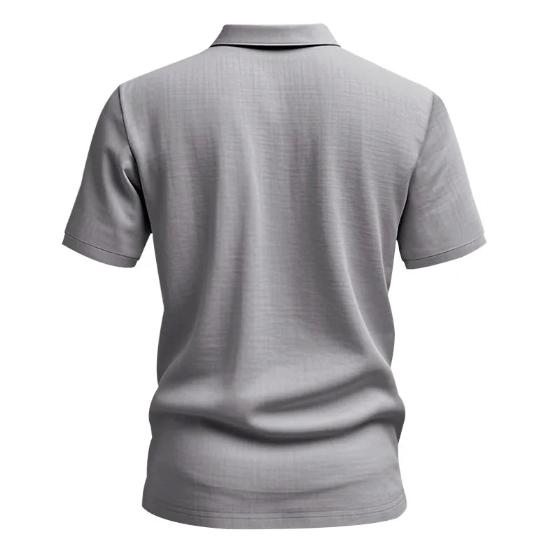 2025 verão nova camisa masculina estilo britânico solto na moda respirável linho casual gola polo série camisa polo manga curta