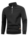 Outono masculino zíper pulôver gola alta blusas quentes cor sólida manga comprida moda masculina casual moletom diário topo
