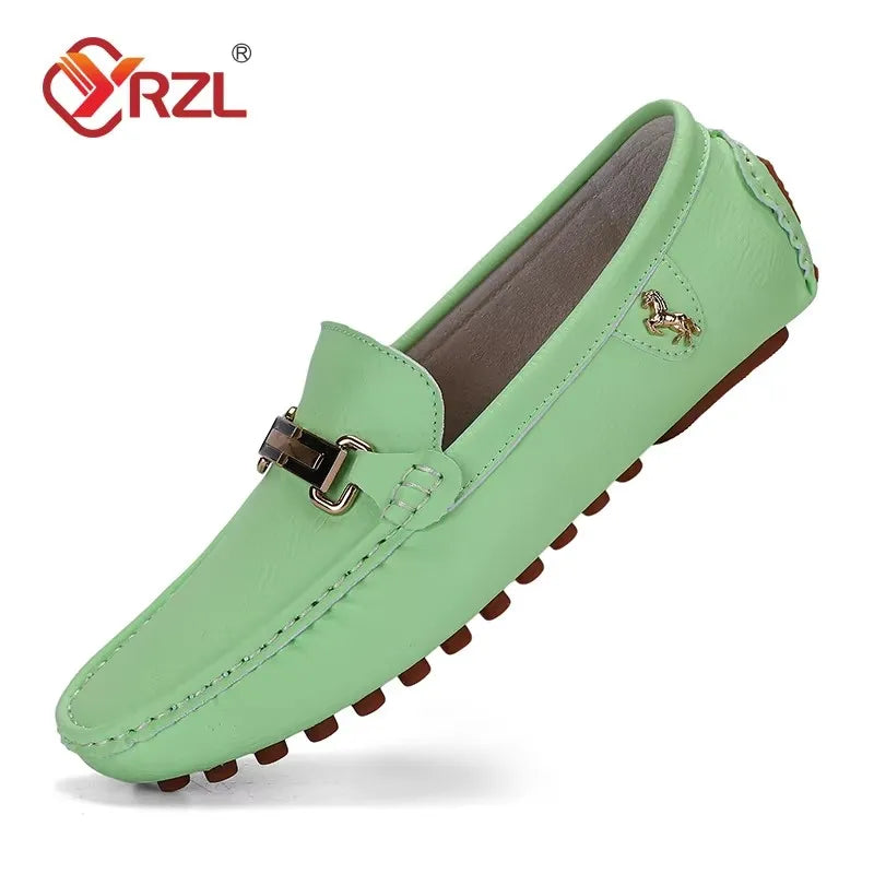 Yrzl sapatos masculinos feitos à mão mocassins de couro pu casuais para dirigir sapatos slip-on de luxo confortáveis mocassins brancos para homens