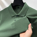 Camisa polo masculina durável 100% algodão, manga comprida de lazer de outono, camiseta com lapelas respiráveis, 16 cores, perfeita para golfe e esportes