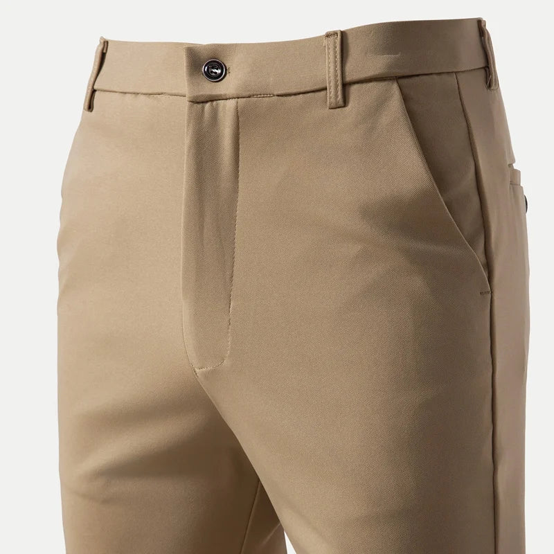 29-42 calças masculinas de verão finas moda negócios casual terno calças compridas elásticas manga reta calças formais plus size 28-40