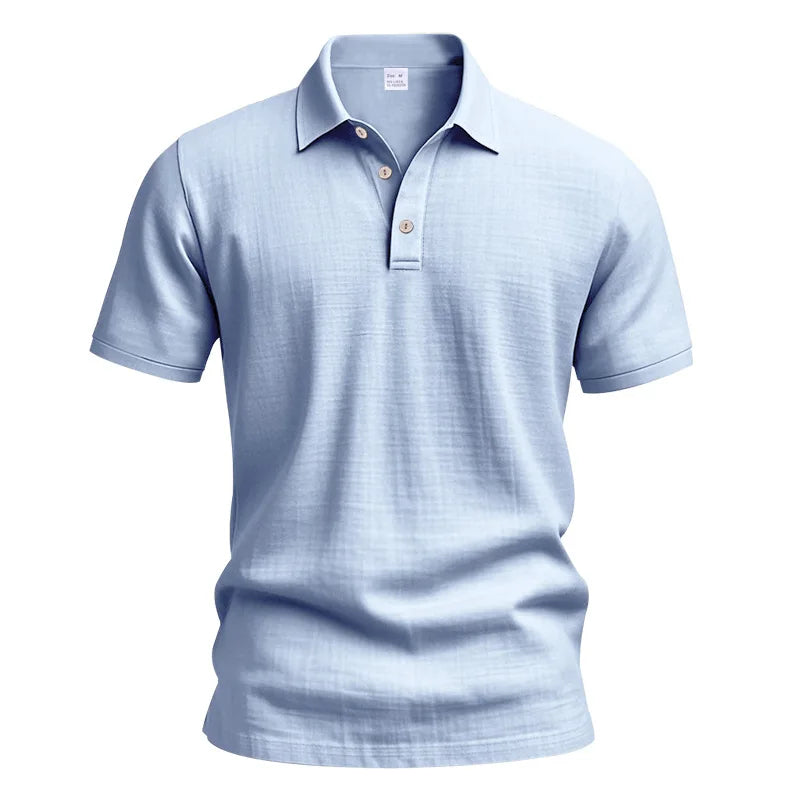 2025 verão nova camisa masculina estilo britânico solto na moda respirável linho casual gola polo série camisa polo manga curta
