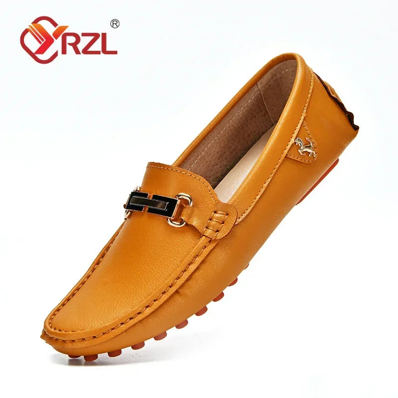 Yrzl sapatos masculinos feitos à mão mocassins de couro pu casuais para dirigir sapatos slip-on de luxo confortáveis mocassins brancos para homens