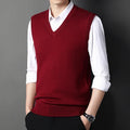 2024 outono inverno novo masculino cor sólida com decote em v colete de malha casual moda quente camisola versátil topo