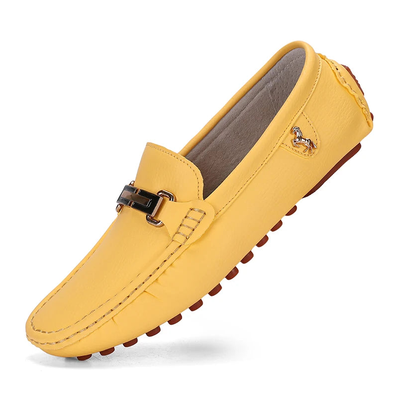Yrzl sapatos masculinos feitos à mão mocassins de couro pu casuais para dirigir sapatos slip-on de luxo confortáveis mocassins brancos para homens