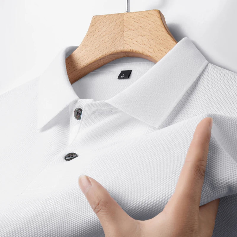 Camisa polo casual de manga curta masculina, camiseta de lapela respirável, ideal para golfe e esportes, 100% algodão, moda verão, 10 cores, 2024