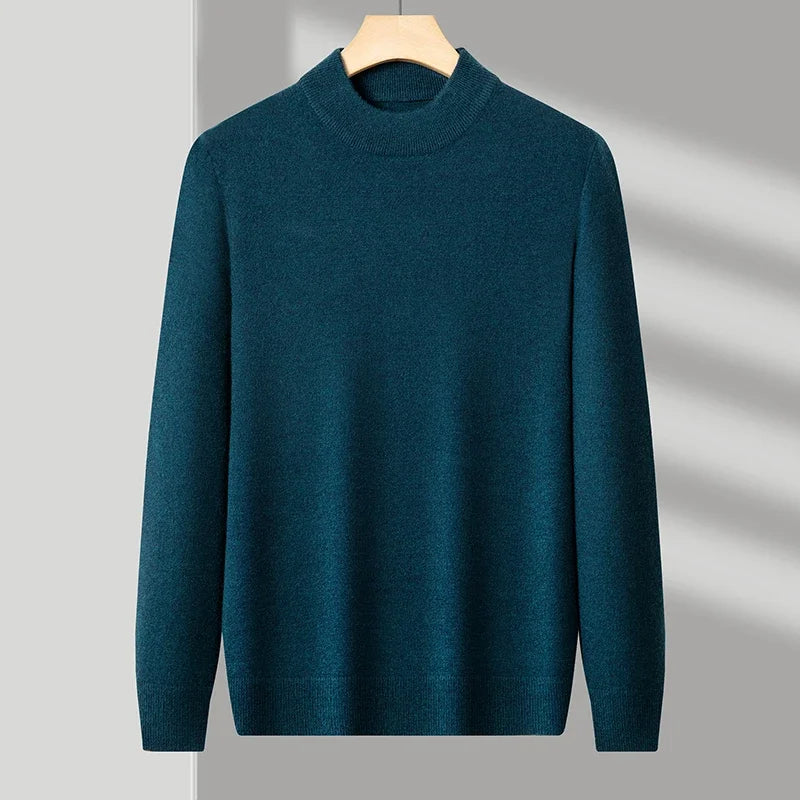 Meia gola alta malhas camisola novo outono/inverno mock neck sweatshirts cor sólida pullovers homem marca casual roupas masculinas