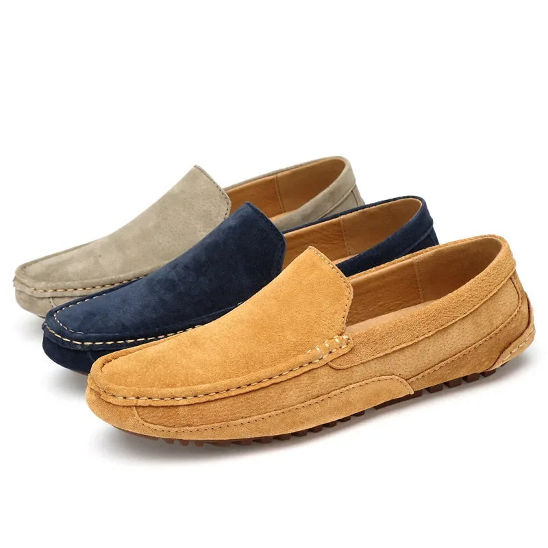 Mocassins masculinos de couro de camurça de luxo 2024 sapatos casuais para homens sapatos de barco feitos à mão sapatos de condução slipon mocassins masculinos zapatos