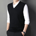 2024 outono inverno novo masculino cor sólida com decote em v colete de malha casual moda quente camisola versátil topo