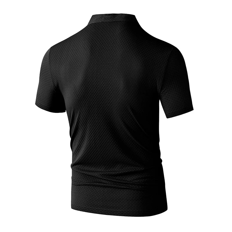 Novo negócio masculino casual manga curta osso flor cor sólida camisa polo moda respirável confortável verão versátil topo