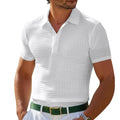 Camisa polo esportiva masculina com botão de waffle, camisa polo amazônica, verão, 2024