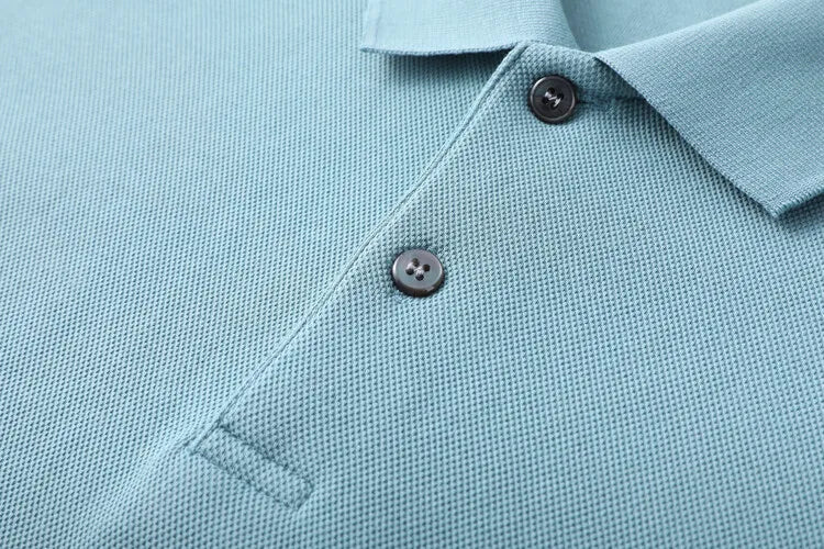 Camisa polo masculina durável 100% algodão, manga comprida de lazer de outono, camiseta com lapelas respiráveis, 16 cores, perfeita para golfe e esportes