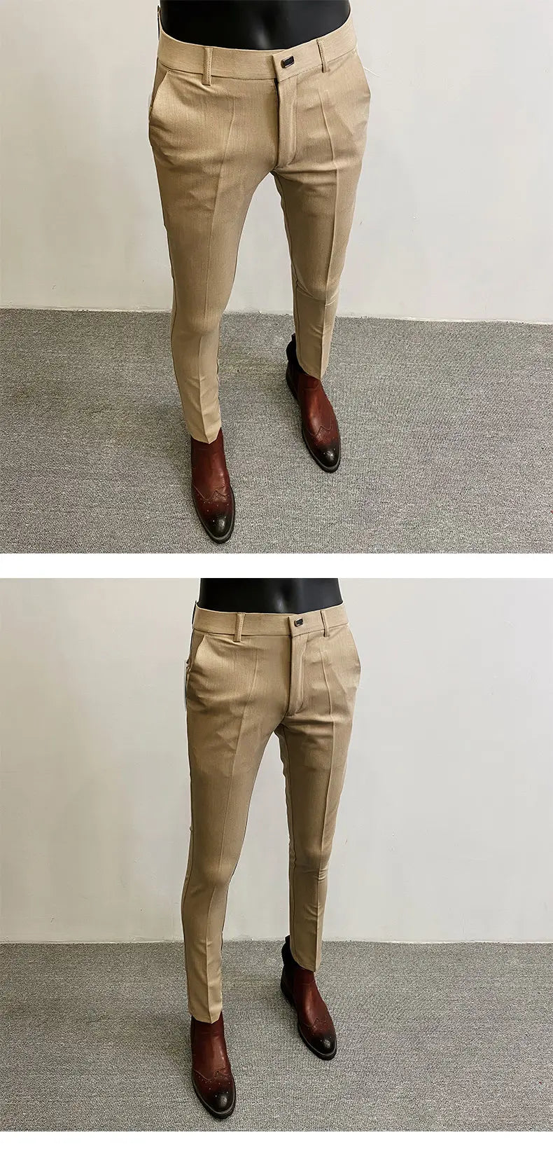 Homens terno calças calças formais pantalone hombre estiramento fino cor sólida vestido casual calças de comprimento total moda novas roupas masculinas