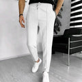 Calça waffle masculina elegante – Calça esportiva casual slim fit com cordão ajustável e bolsos seguros para todas as estações – perfeita ao ar livre