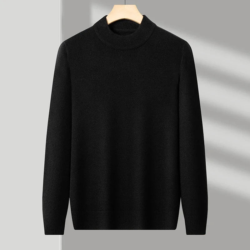 Meia gola alta malhas camisola novo outono/inverno mock neck sweatshirts cor sólida pullovers homem marca casual roupas masculinas