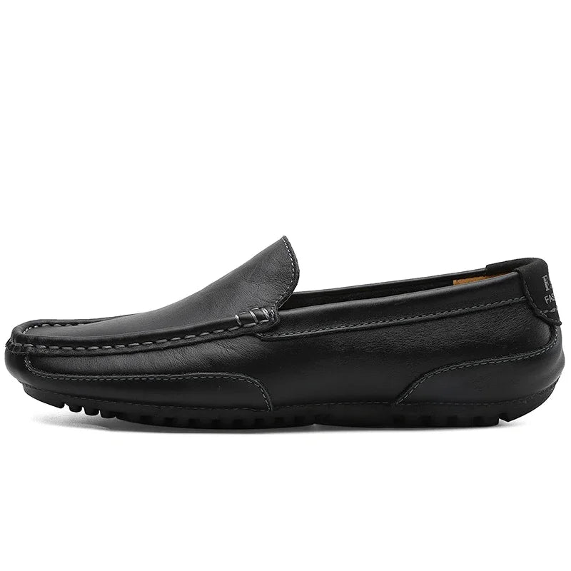 Mocasines respiráveis de couro genuíno mocassins casuais sapatos de couro para homens deslizamento em formal italiano condução plana chaussure homme