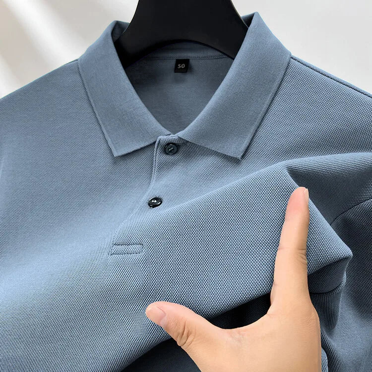 Camisa polo masculina durável 100% algodão, manga comprida de lazer de outono, camiseta com lapelas respiráveis, 16 cores, perfeita para golfe e esportes