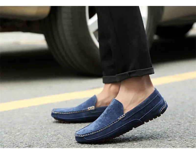 Mocassins masculinos de couro de camurça de luxo 2024 sapatos casuais para homens sapatos de barco feitos à mão sapatos de condução slipon mocassins masculinos zapatos