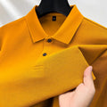 Camisa polo masculina durável 100% algodão, manga comprida de lazer de outono, camiseta com lapelas respiráveis, 16 cores, perfeita para golfe e esportes