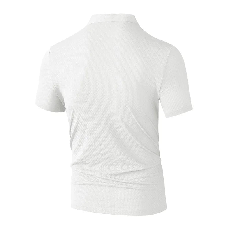 Novo negócio masculino casual manga curta osso flor cor sólida camisa polo moda respirável confortável verão versátil topo