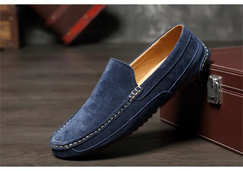 Mocassins masculinos de couro de camurça de luxo 2024 sapatos casuais para homens sapatos de barco feitos à mão sapatos de condução slipon mocassins masculinos zapatos