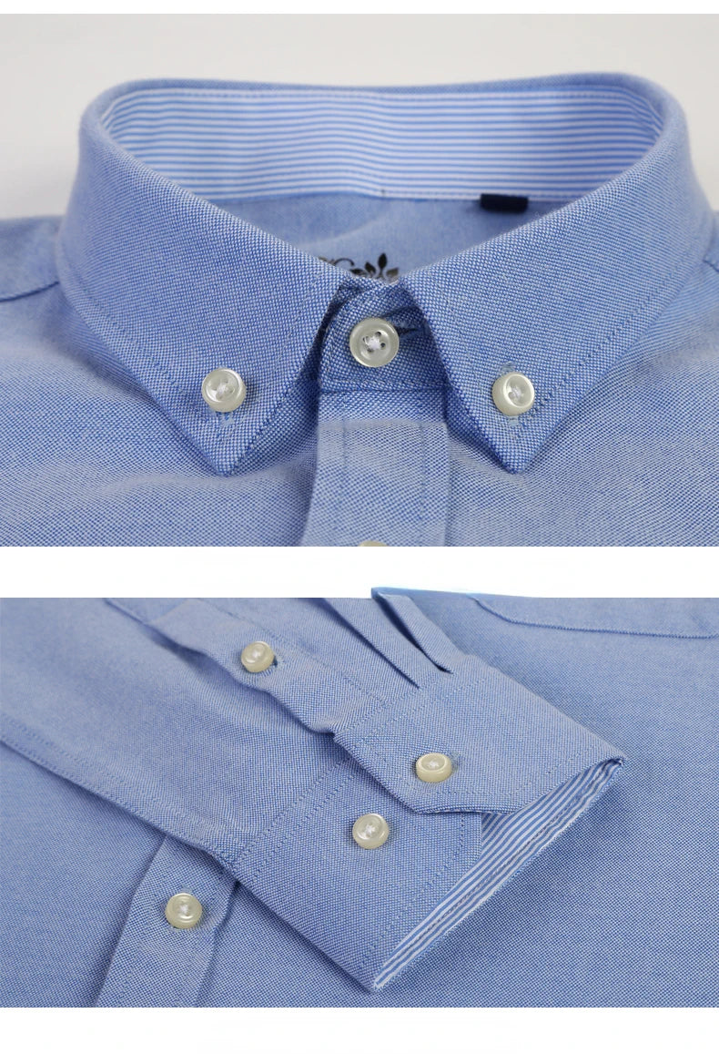 Clássico ajuste algodão completo camisas casuais para homem cor sólida manga longa camisa simples bolso único topo macio fino ajuste roupas formais