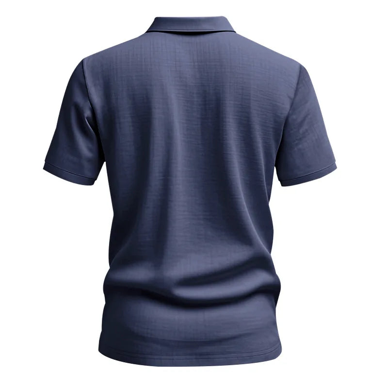 2025 verão nova camisa masculina estilo britânico solto na moda respirável linho casual gola polo série camisa polo manga curta