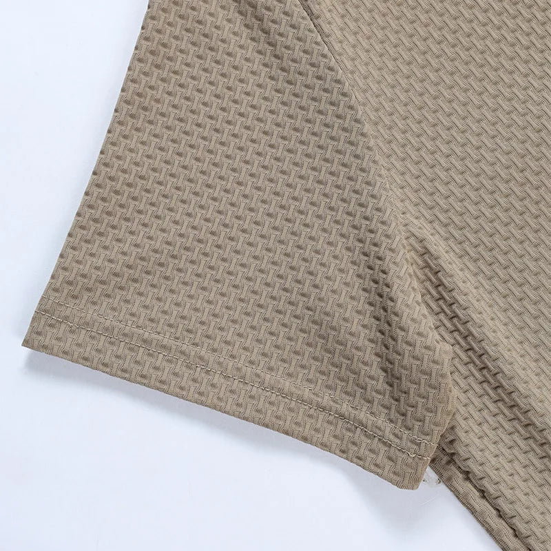 Novo negócio masculino casual manga curta osso flor cor sólida camisa polo moda respirável confortável verão versátil topo