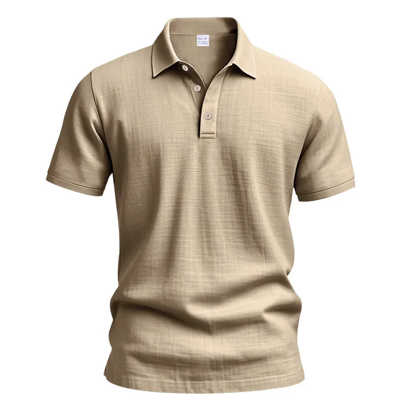 2025 verão nova camisa masculina estilo britânico solto na moda respirável linho casual gola polo série camisa polo manga curta