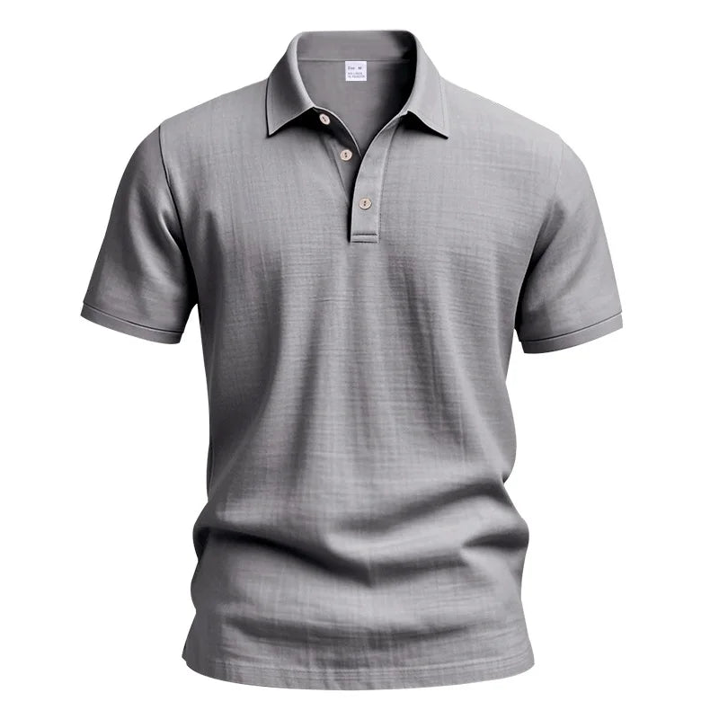 2025 verão nova camisa masculina estilo britânico solto na moda respirável linho casual gola polo série camisa polo manga curta