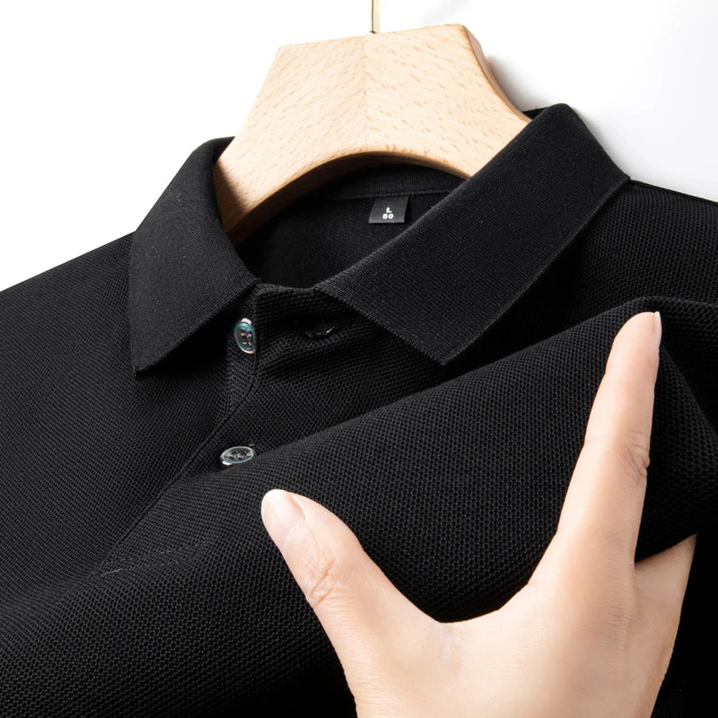 Camisa polo casual de manga curta masculina, camiseta de lapela respirável, ideal para golfe e esportes, 100% algodão, moda verão, 10 cores, 2024