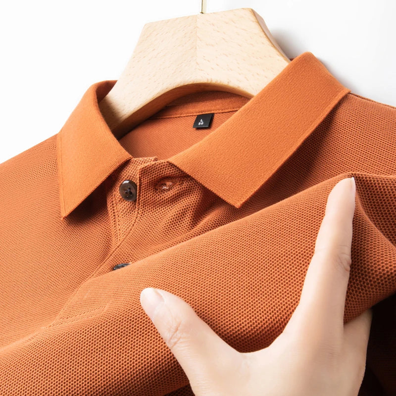 Camisa polo casual de manga curta masculina, camiseta de lapela respirável, ideal para golfe e esportes, 100% algodão, moda verão, 10 cores, 2024