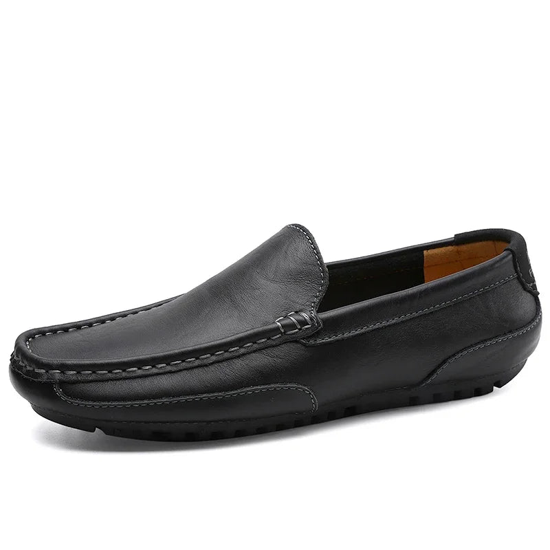 Mocasines respiráveis de couro genuíno mocassins casuais sapatos de couro para homens deslizamento em formal italiano condução plana chaussure homme