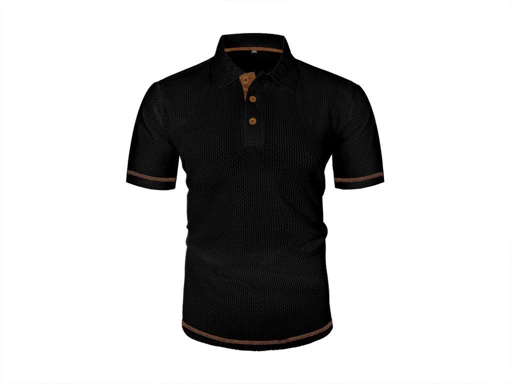 Camiseta polo masculina de manga curta com lapela de seda gelada de verão, top masculino
