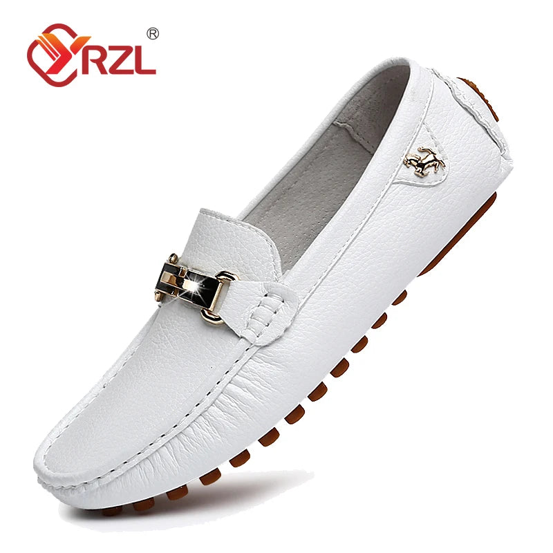 Yrzl sapatos masculinos feitos à mão mocassins de couro pu casuais para dirigir sapatos slip-on de luxo confortáveis mocassins brancos para homens