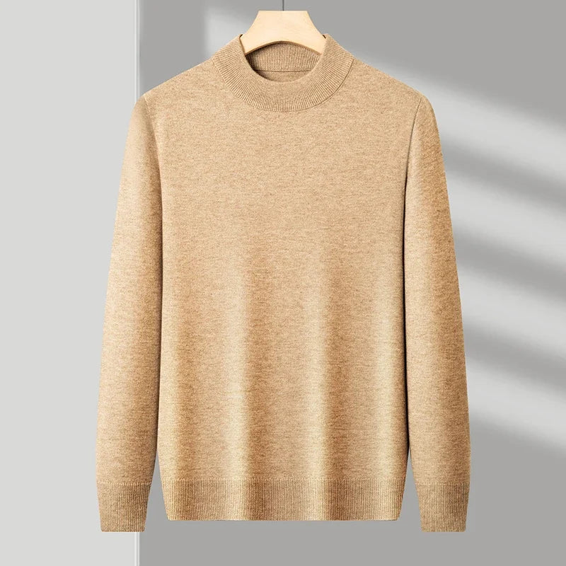 Meia gola alta malhas camisola novo outono/inverno mock neck sweatshirts cor sólida pullovers homem marca casual roupas masculinas