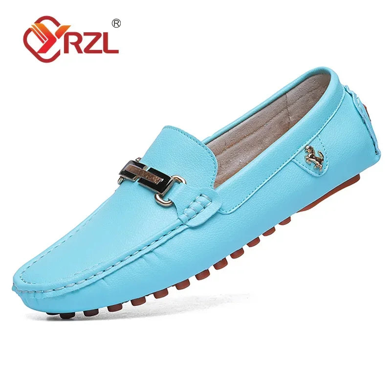 Yrzl sapatos masculinos feitos à mão mocassins de couro pu casuais para dirigir sapatos slip-on de luxo confortáveis mocassins brancos para homens