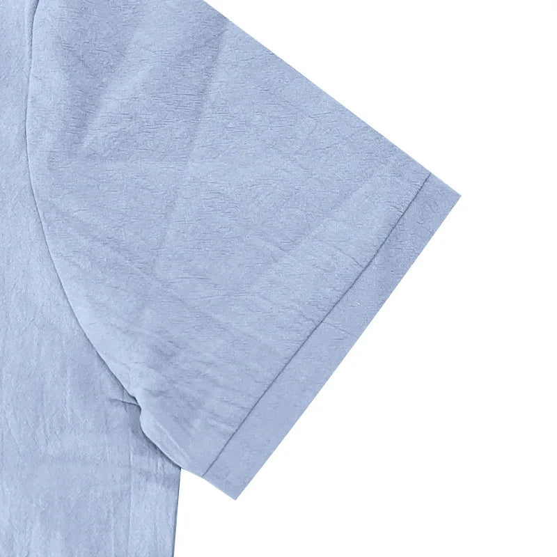 2025 verão nova camisa masculina estilo britânico solto na moda respirável linho casual gola polo série camisa polo manga curta