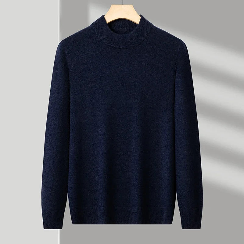 Meia gola alta malhas camisola novo outono/inverno mock neck sweatshirts cor sólida pullovers homem marca casual roupas masculinas