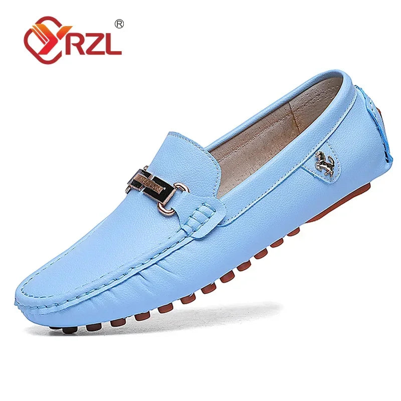 Yrzl sapatos masculinos feitos à mão mocassins de couro pu casuais para dirigir sapatos slip-on de luxo confortáveis mocassins brancos para homens