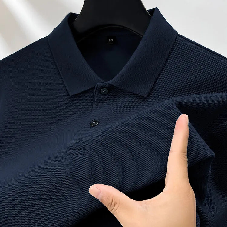 Camisa polo masculina durável 100% algodão, manga comprida de lazer de outono, camiseta com lapelas respiráveis, 16 cores, perfeita para golfe e esportes